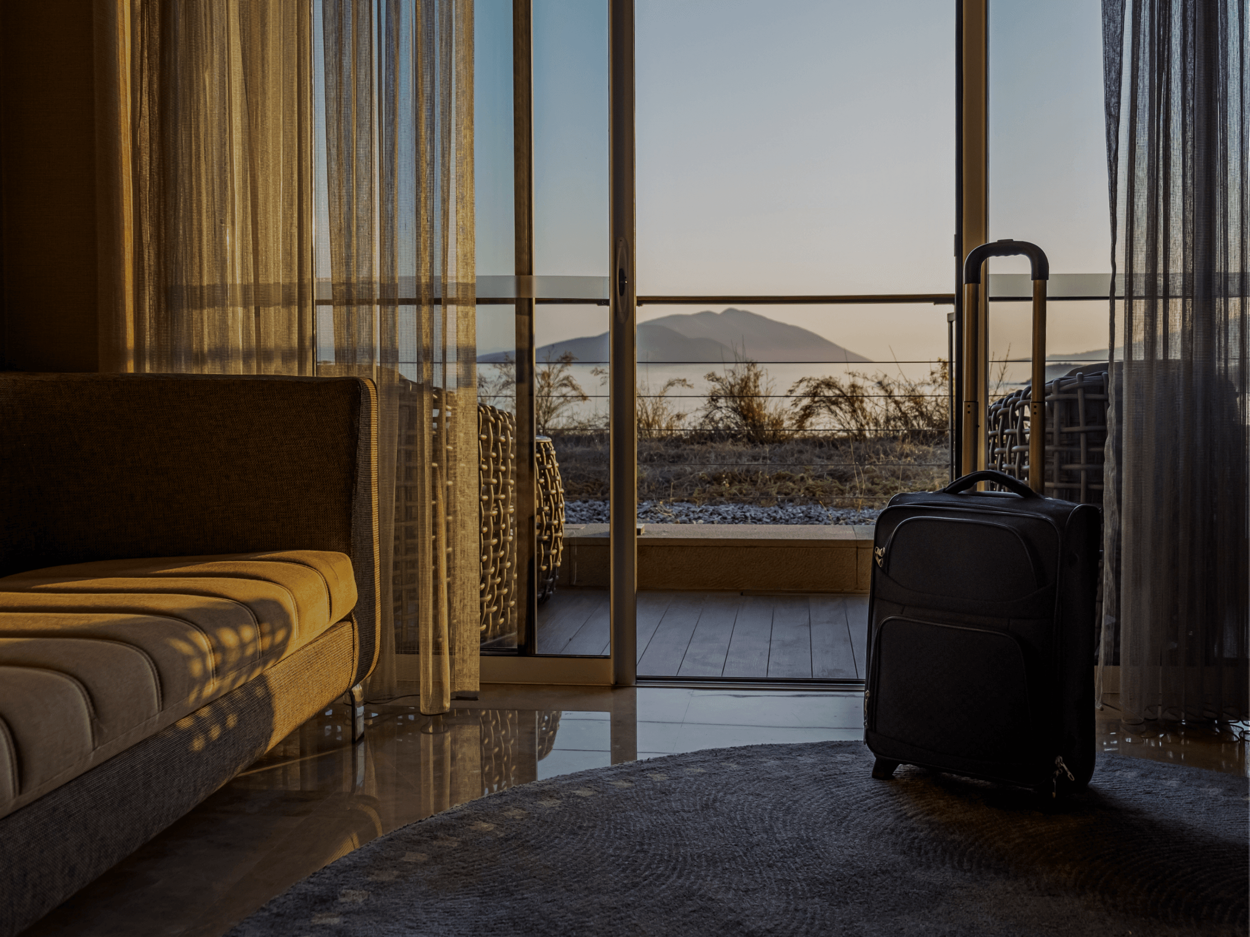 suitcase in hotel room