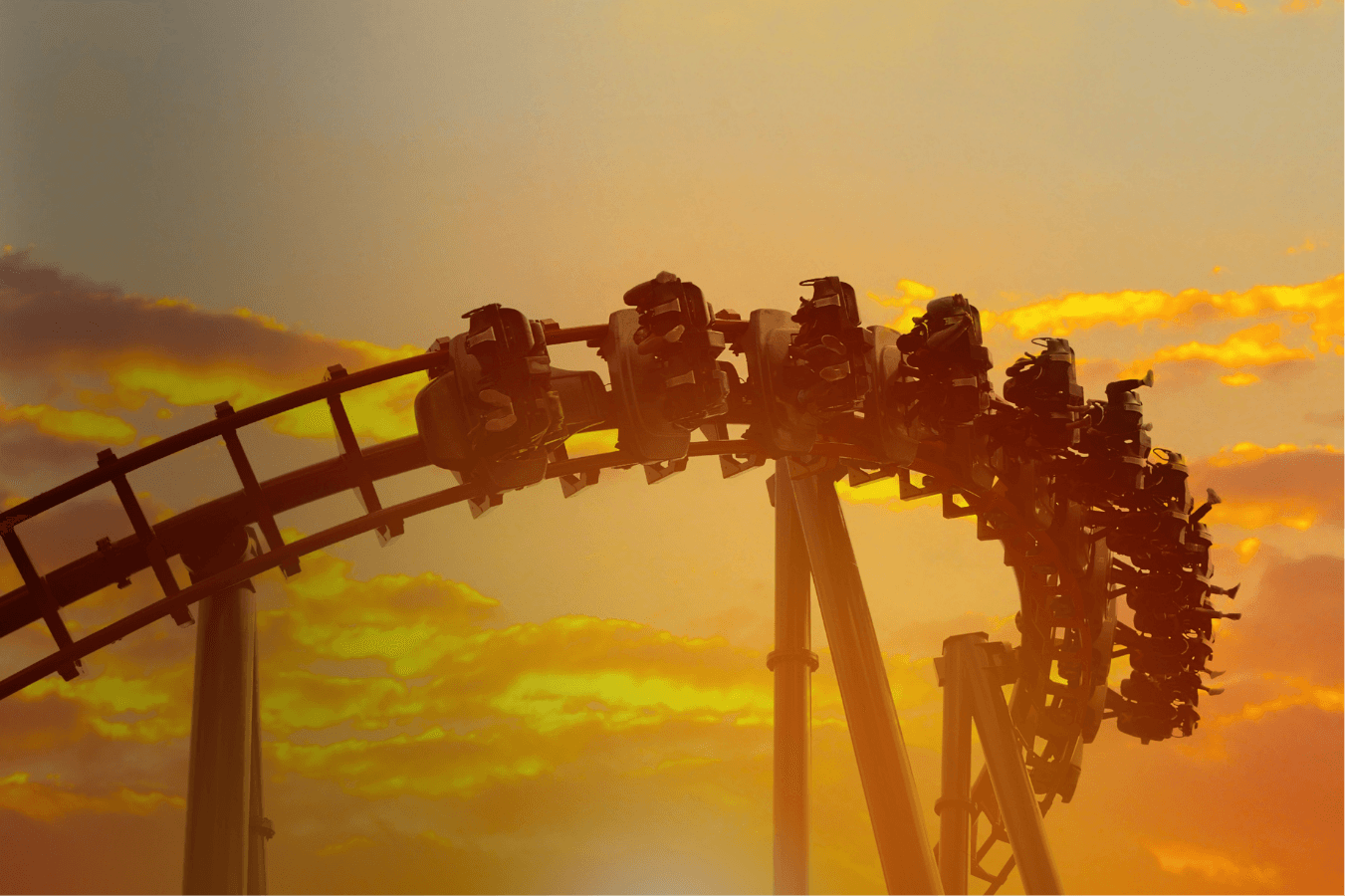 roller coaster in golden hour