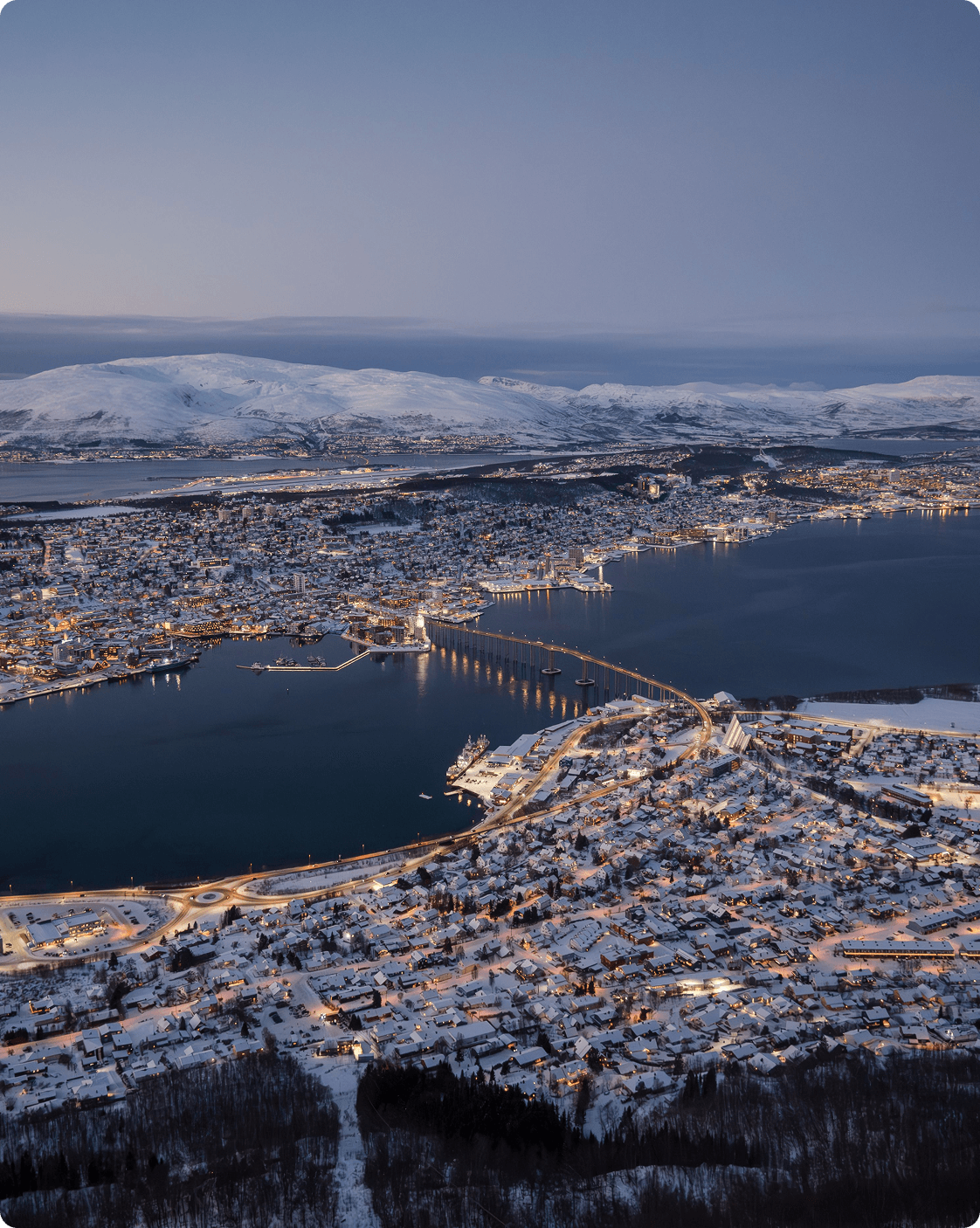 Evening view overlooking tromsö