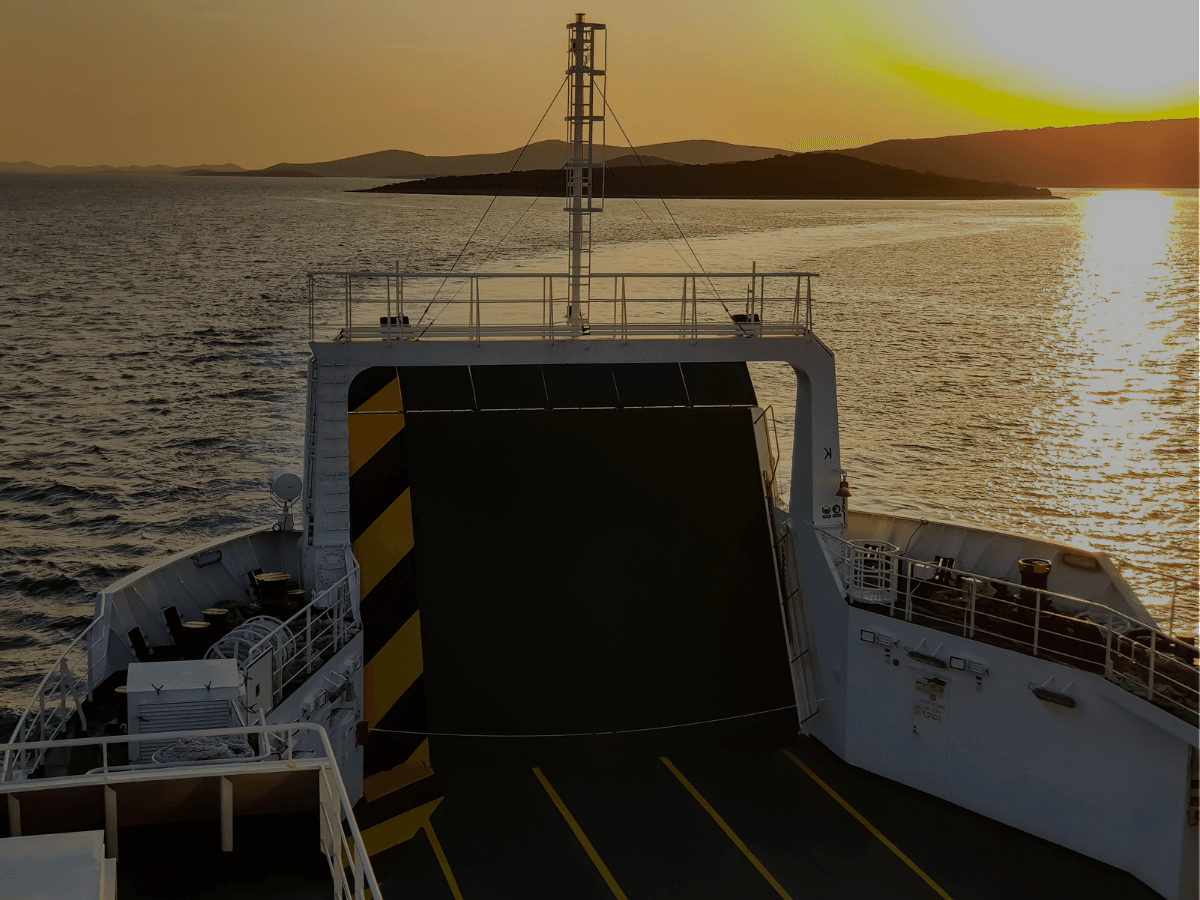 ferry in sunlight
