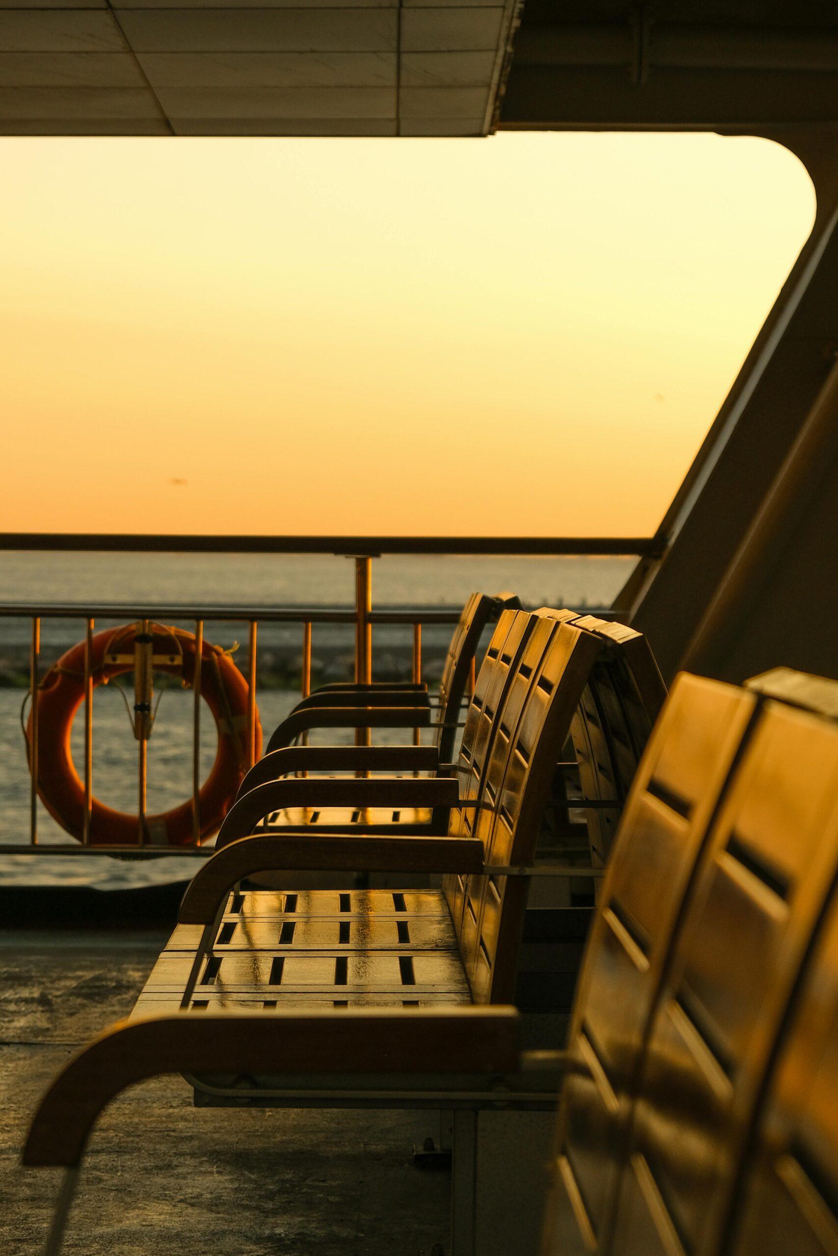 View of a ferry in golden hour